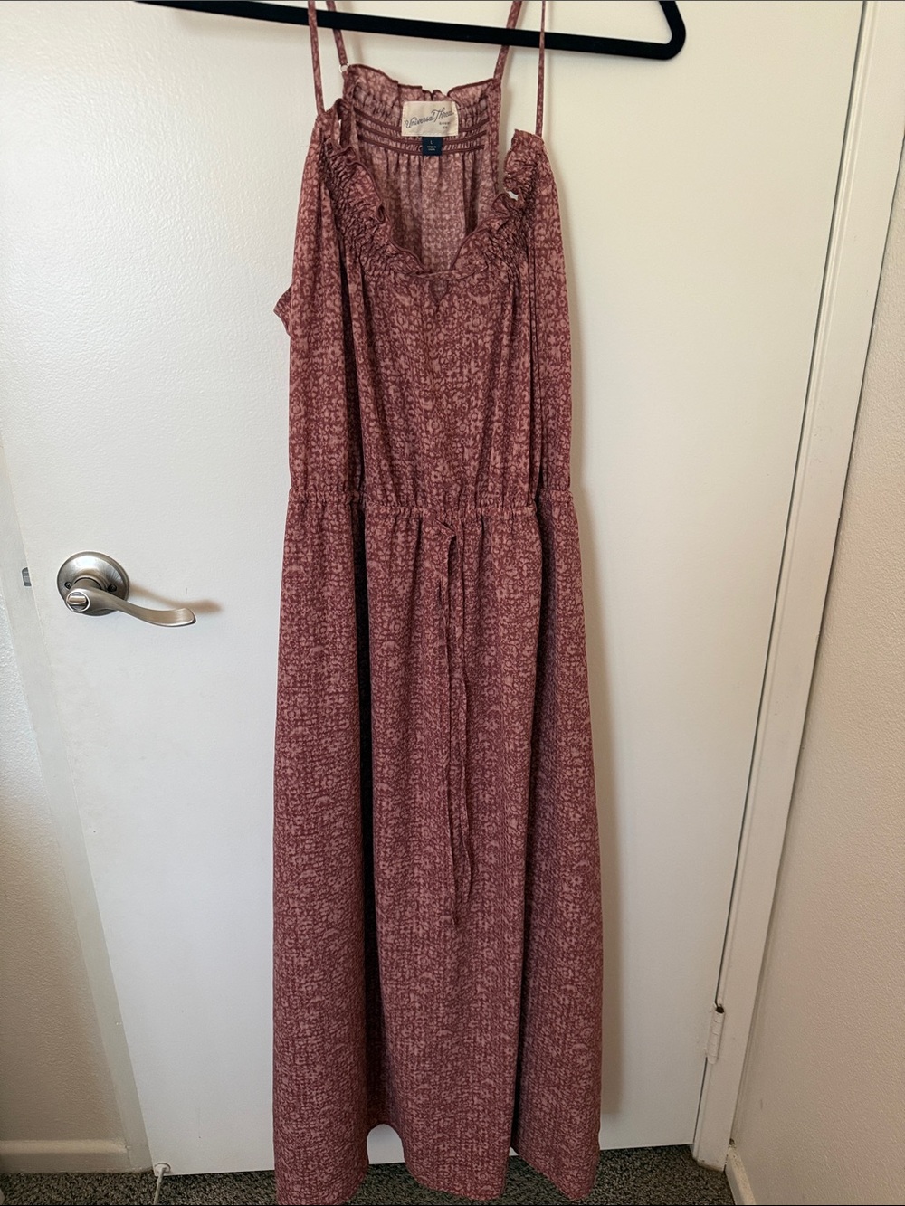 Universal Thread Mauve-Tone Floral Maxi Dress with Ruffle Neck